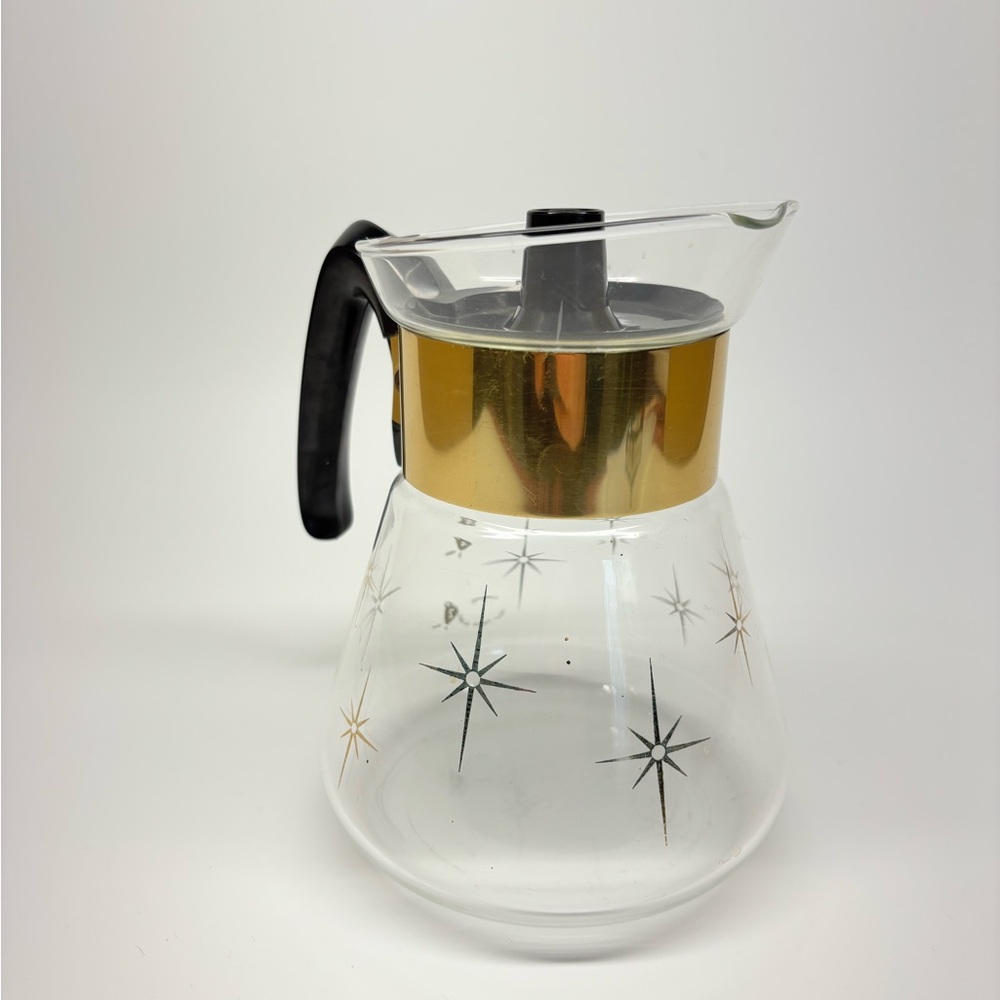 Vintage MCM Pyrex Corning 1960s Atomic Star Burst 4-6 Cup Coffee Pot Carafe - Picture 3 of 10